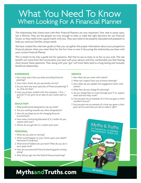 Questionnarie - What you need to know when looking for a Financial Advisor